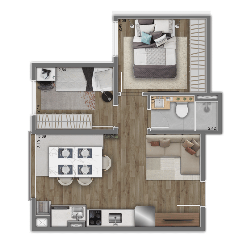 40m² do Aura Guilhermina