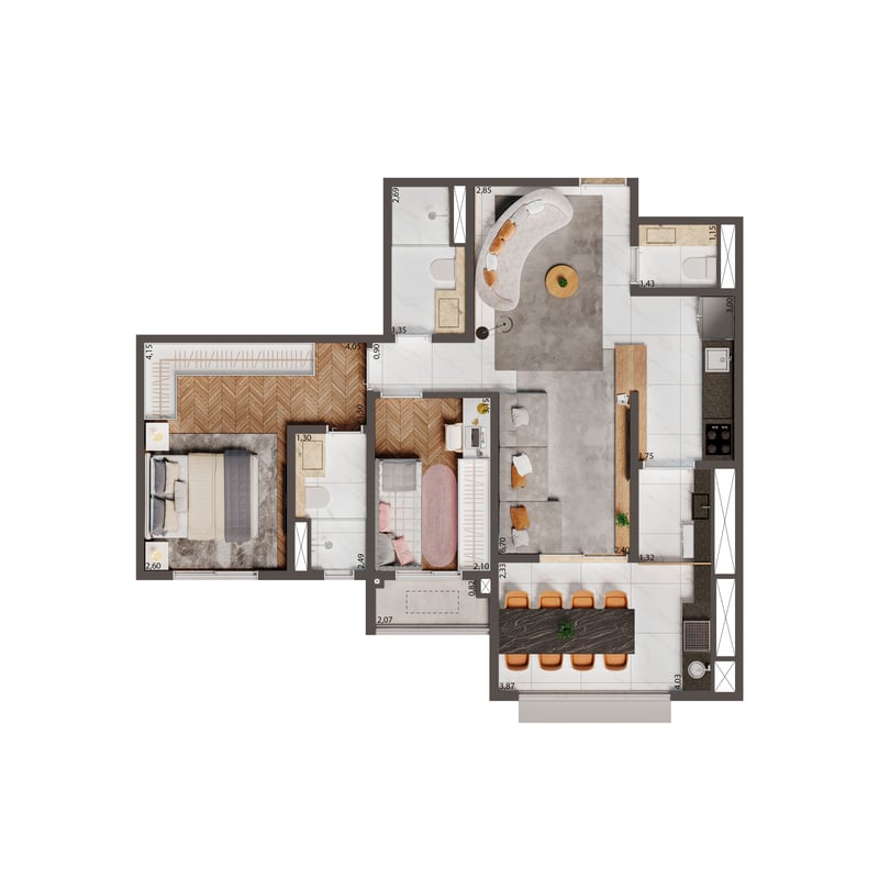 75m² do Palazzo Mooca By Living