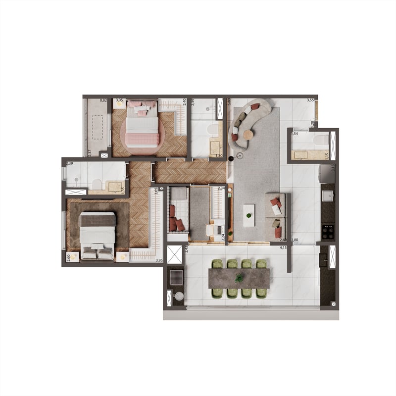84m² do Palazzo Mooca By Living
