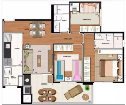 76m² do Fantastique Condominio Clube