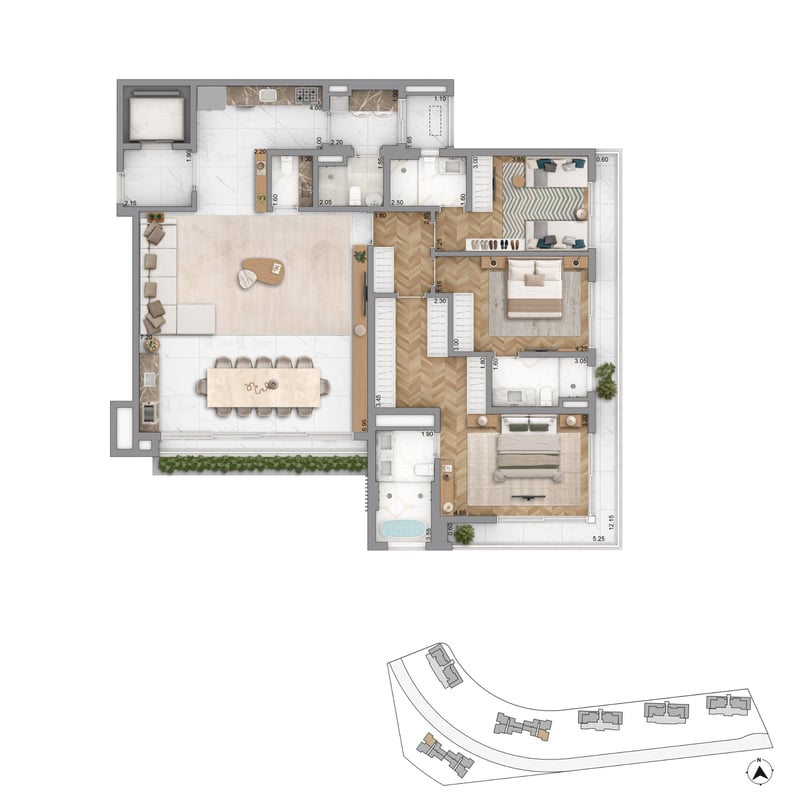Apartamento Torre 3 - 194m² do Heritage Riviera