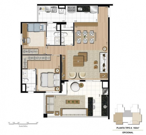 102m² do Varanda Tatuapé by Cyrela