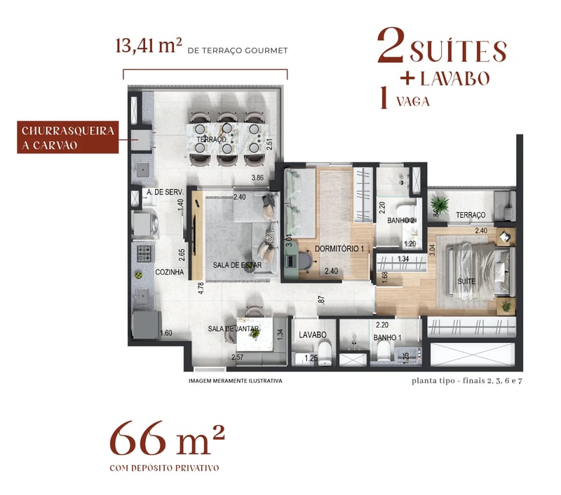 66m² do Terrazzo MBigucci