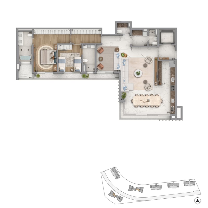 Apartamento Torre 3 - 170m² do Heritage Riviera