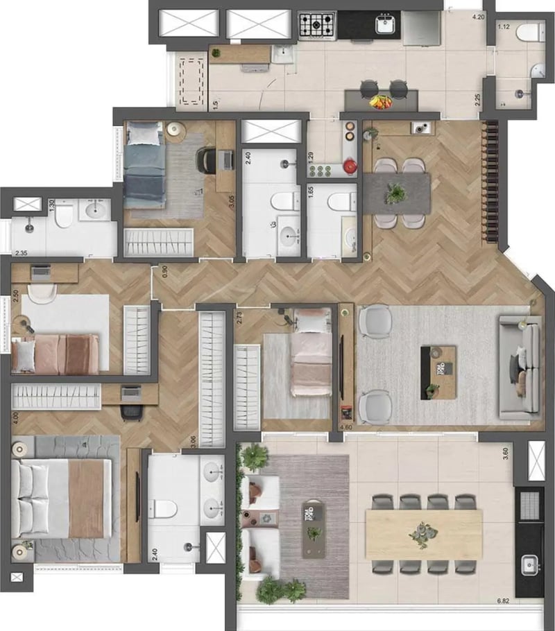 140m² do East Blue Residences Tatuapé