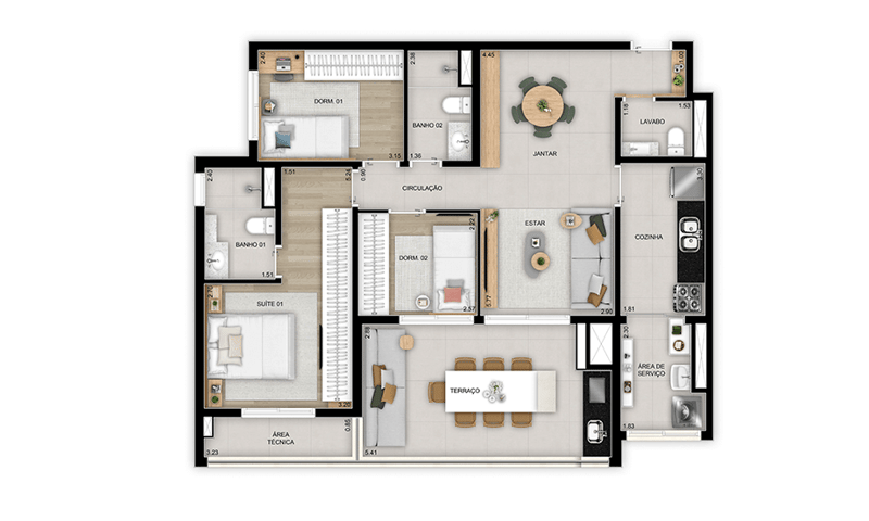 98m² do Quadra Diálogo Home Club