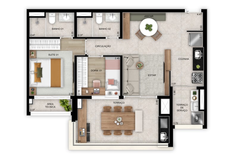 69m² do Vista Tatuapé Boulevard