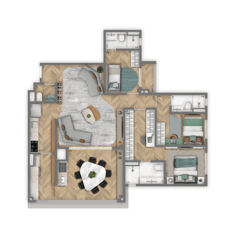 115m² do Living Pacific Belém
