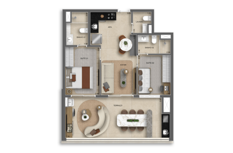 74m² do The Grand Padre Adelino