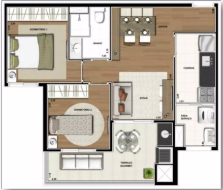 56m² do Fantastique Condominio Clube