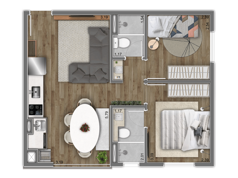 44m²