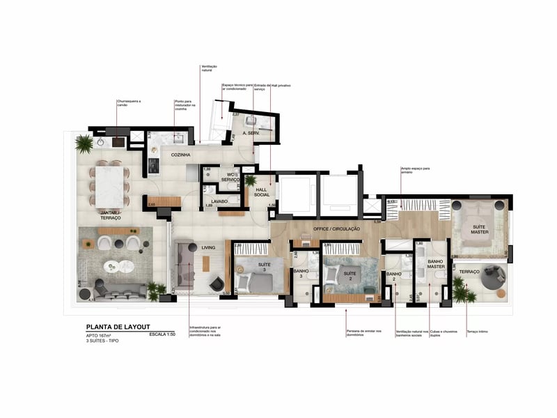 167m²