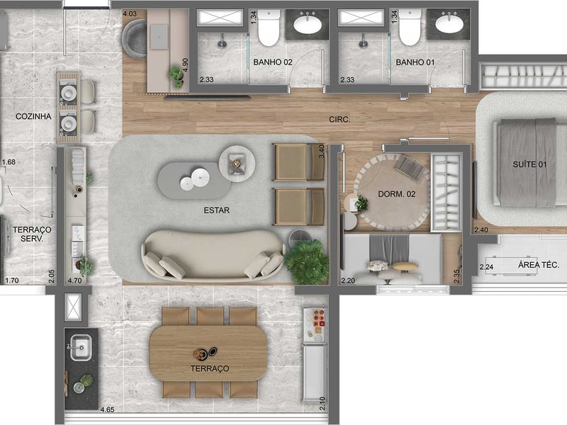 69m²