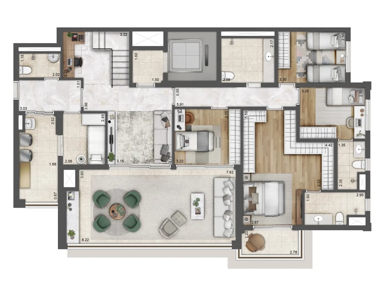 370m²