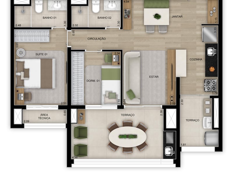 74m²