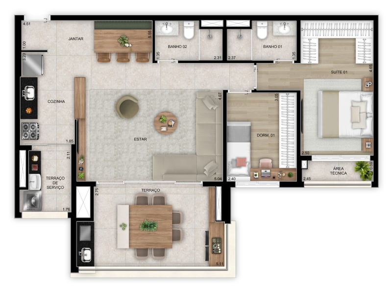 91m²