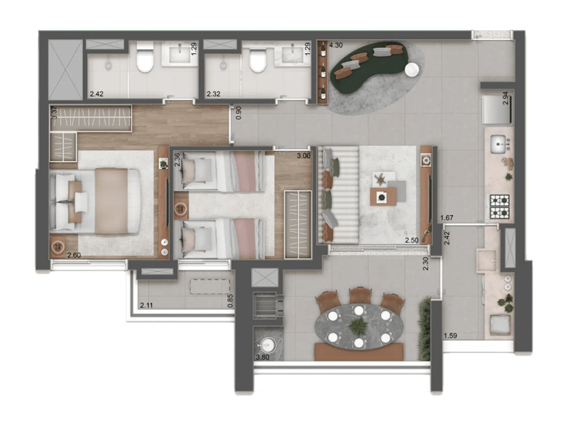 68m²