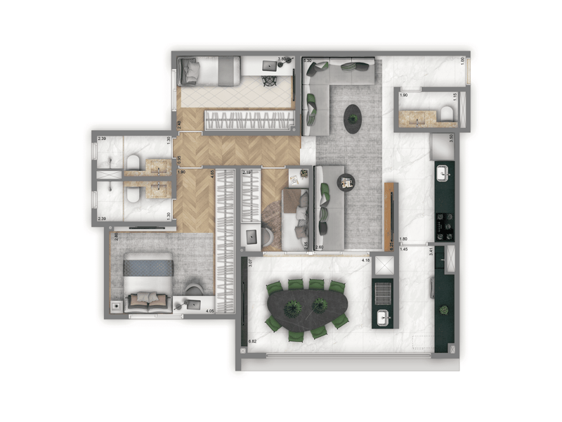 100m²