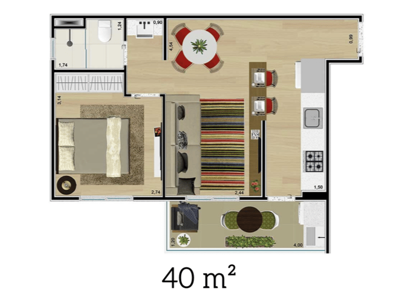 40m²