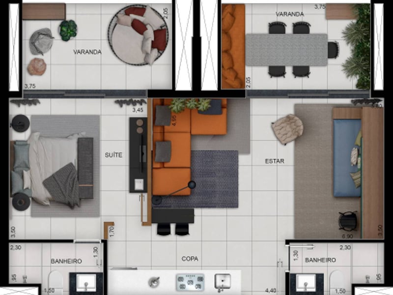 70m²