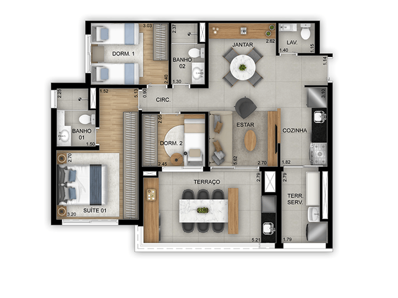 90m²