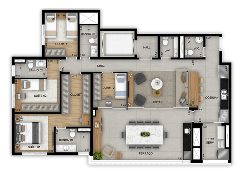 144m²