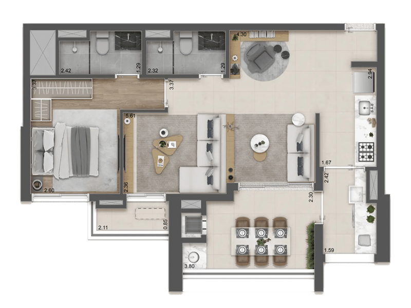 68m²