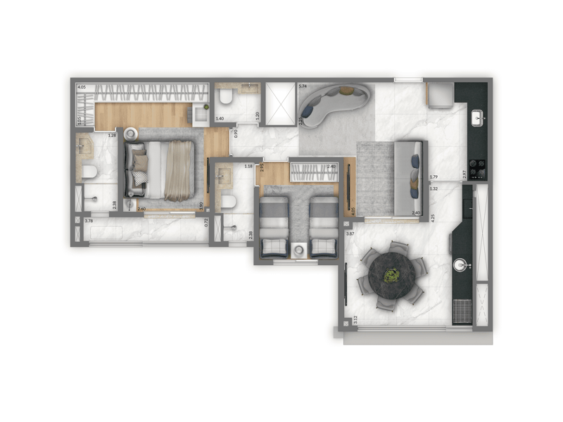 74m²