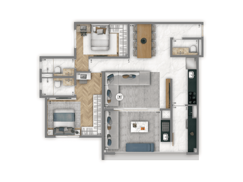 100m²