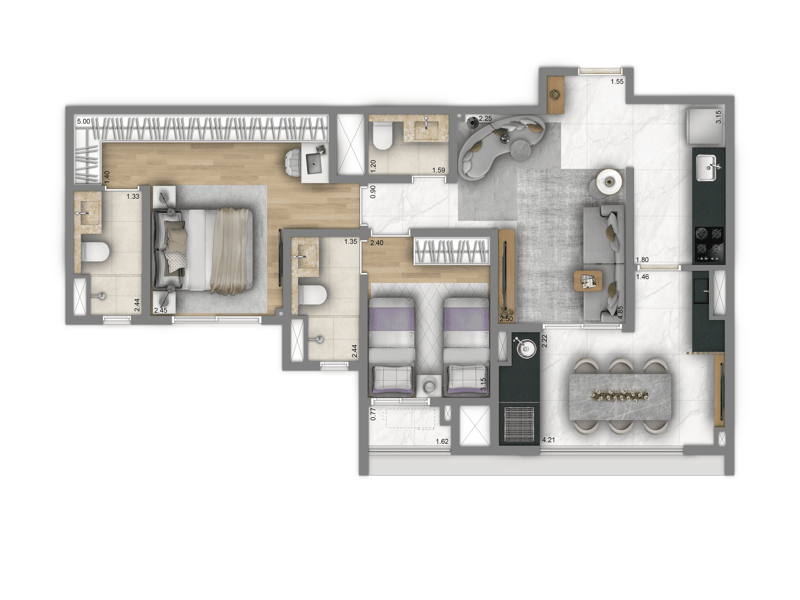 74m²