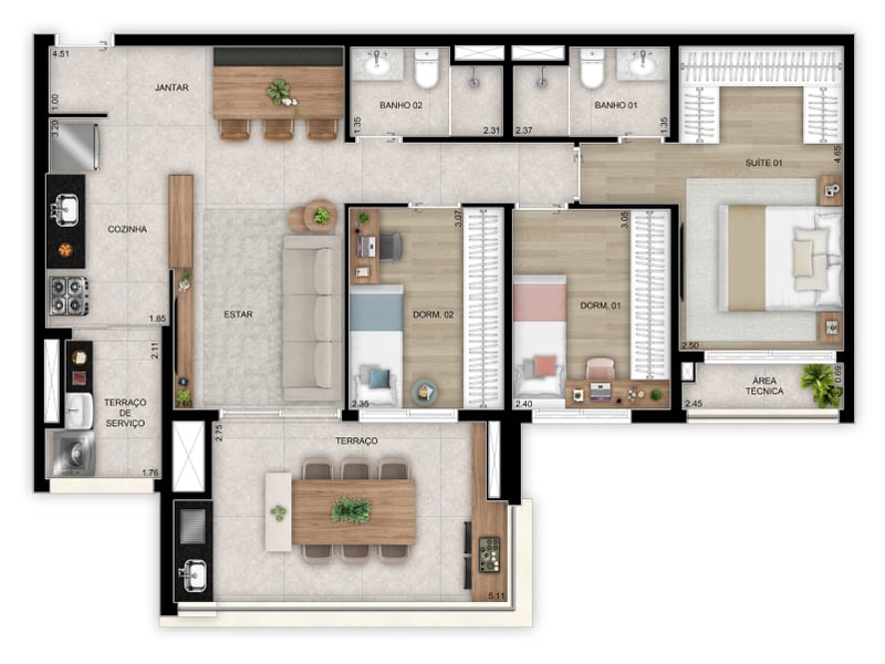 91m²