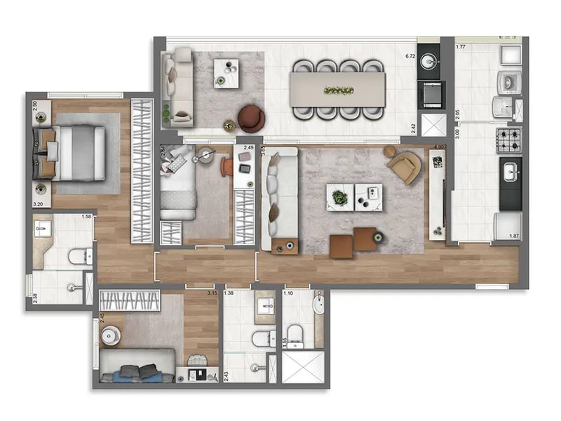 96m²