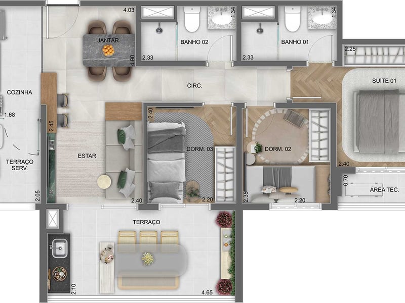 69m²