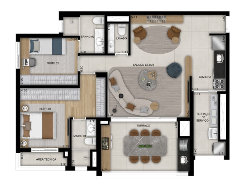 92m²