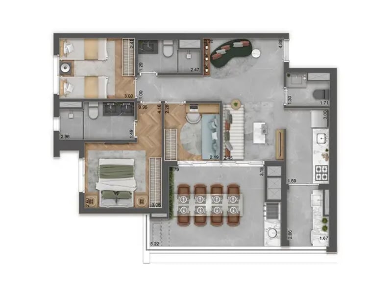 84m²