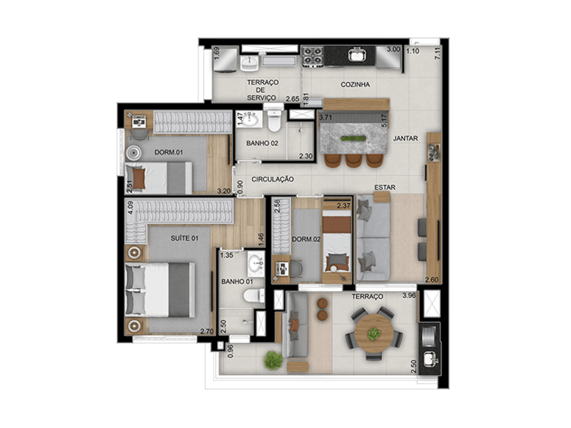 91m²