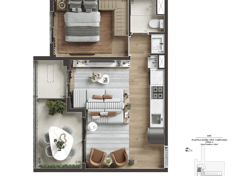 40m²