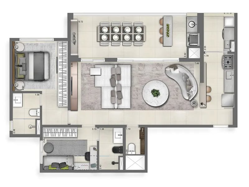 96m²