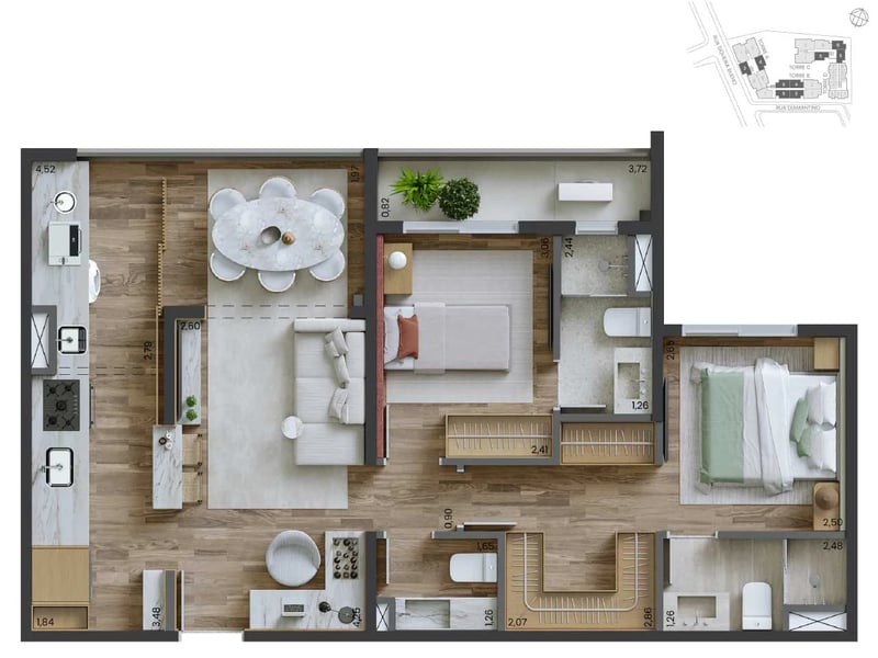 69m²