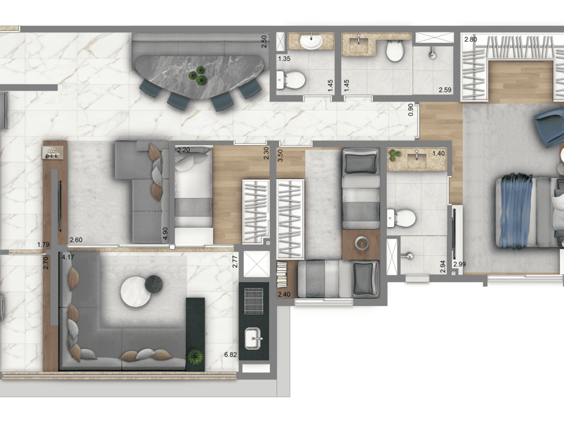 100m²