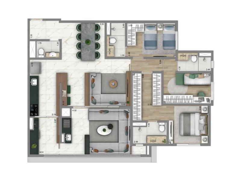 122m²