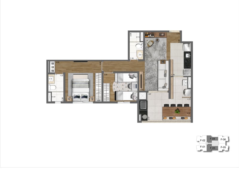 69m²