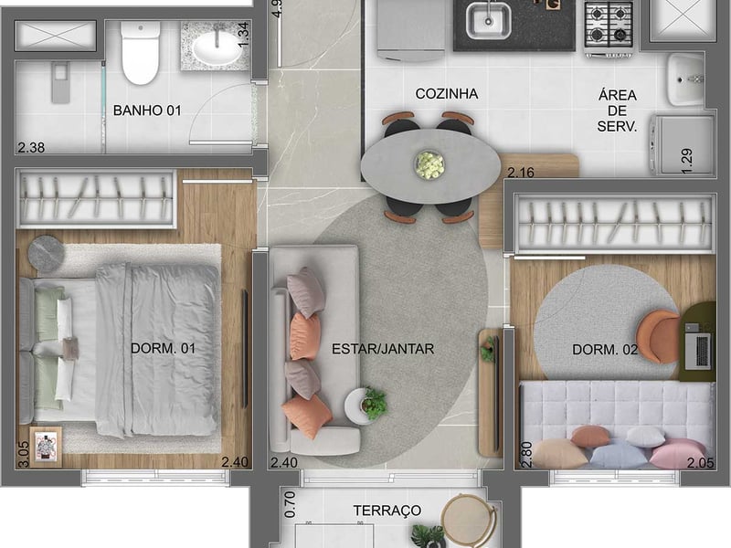 38m²