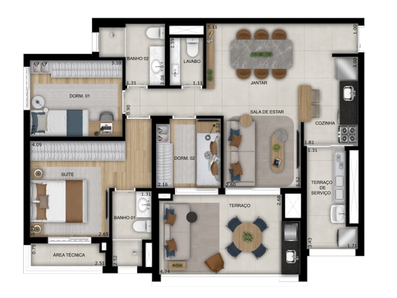92m²