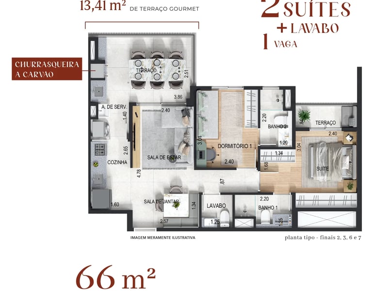 66m²