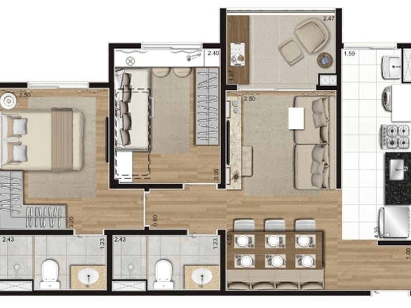 55m²