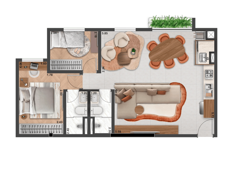 65m²