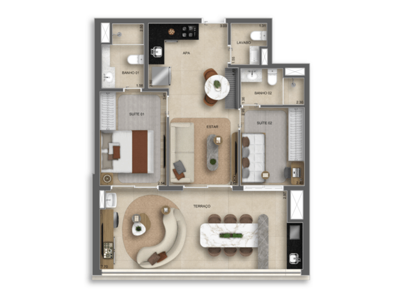 74m²